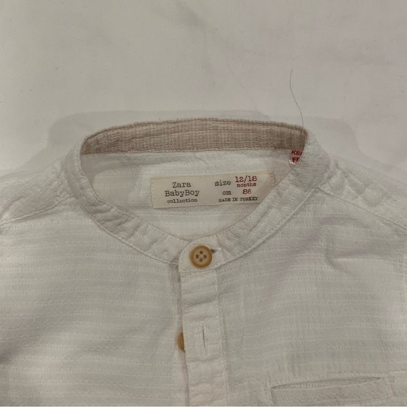 Zara Baby White Button Down Shirt - 12-18 Months - Picture 3 of 5